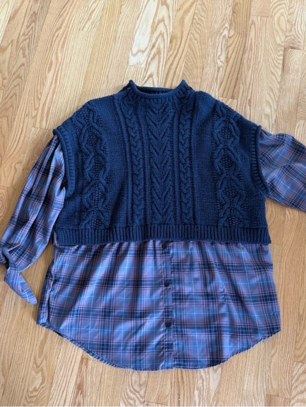 Maeve Navy Cable-Knit Crewneck Sweater Vest